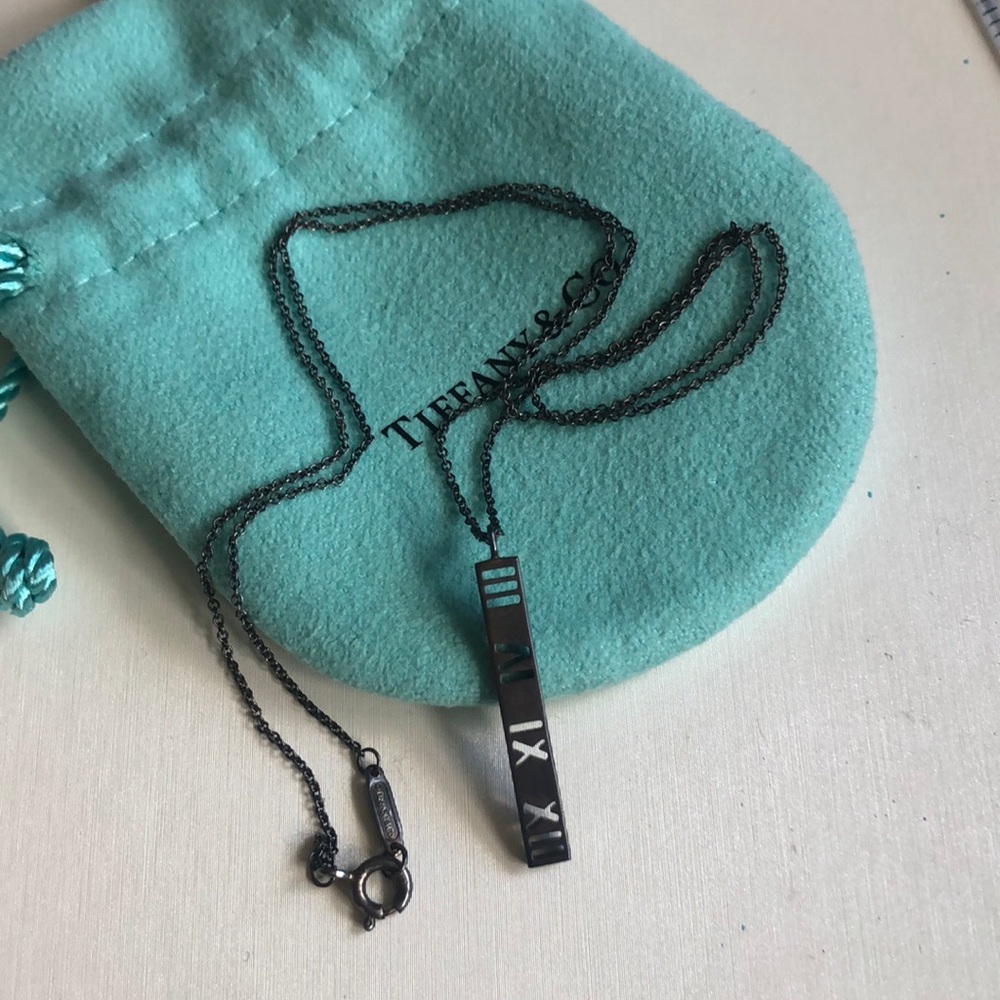 19” Blackened Tiffany & Co Silver Atlas bar pendant